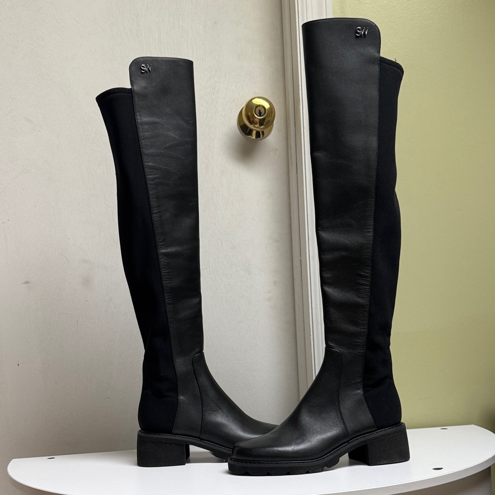 Stuart Weitzman black leather Alina City Knee High Boot size 5 us (Women) H8N13